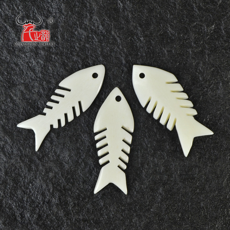 Jewelry Making New Zealand - 3PCS Handmade Carved Yak Bone Fishbone