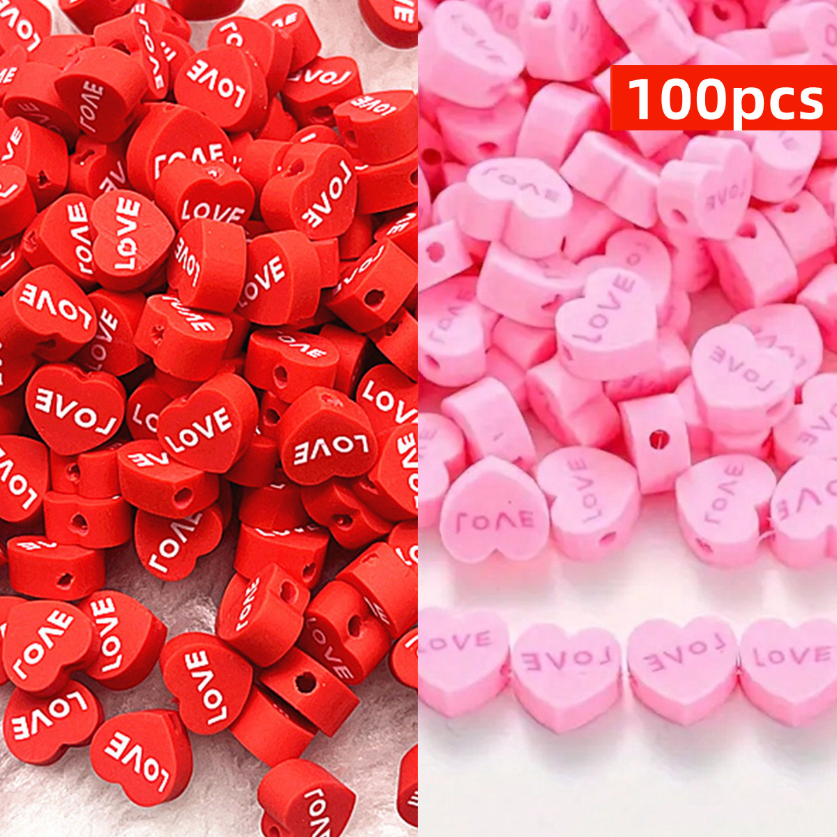 Jewelry Making In Clay - 100pcs 10mm Red and Pink Peach