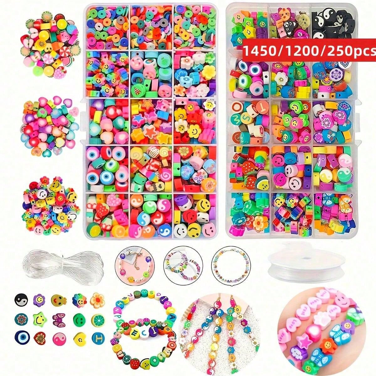 Jewelry Making Box - 1450/1200/250pcs Polymer Clay Beads Set, Box,