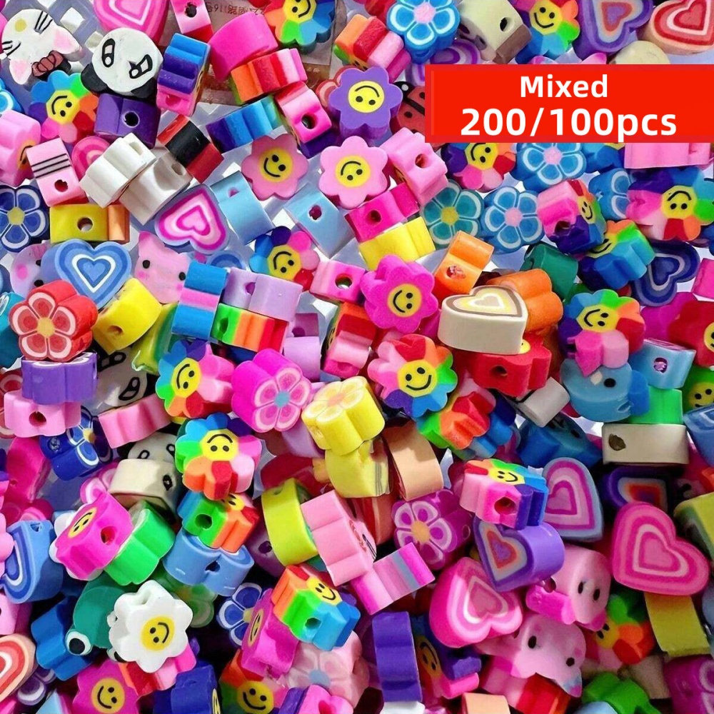Jewelry Making In Clay - 200/100pcs 9-11mm Random Style Vibrant Round