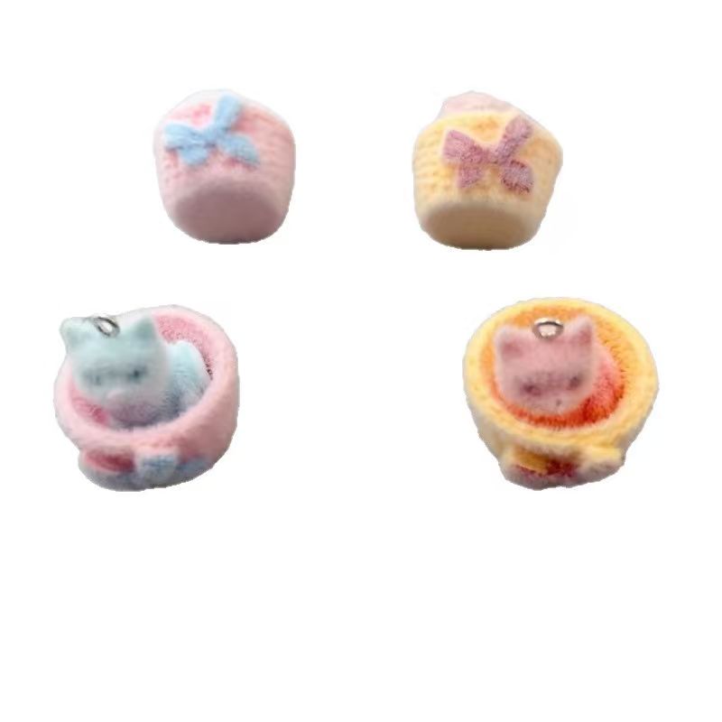 4pcs 3D plush resin cat pendan - Jewelry Making Earrings ulasan dan harga