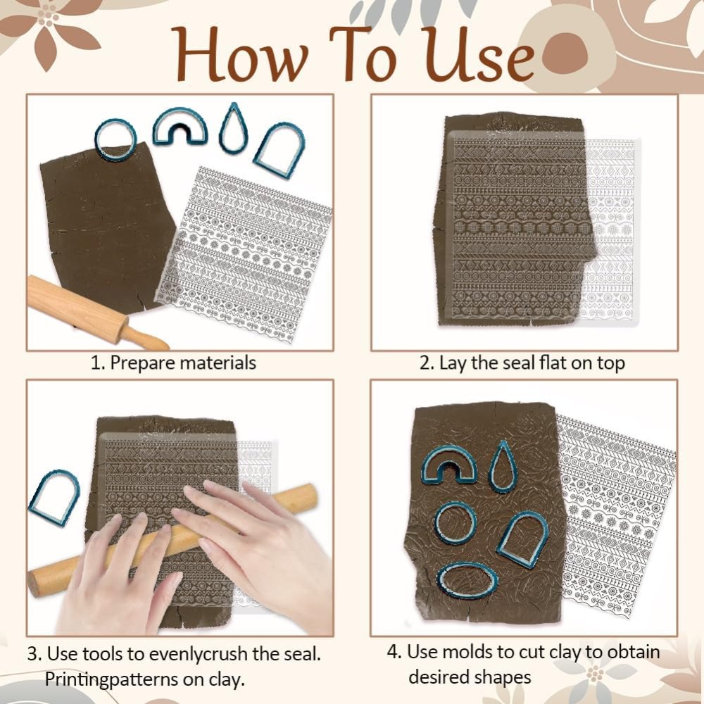 Textile Geometric Silicone Tex - Jewelry Making In Clay ulasan dan harga