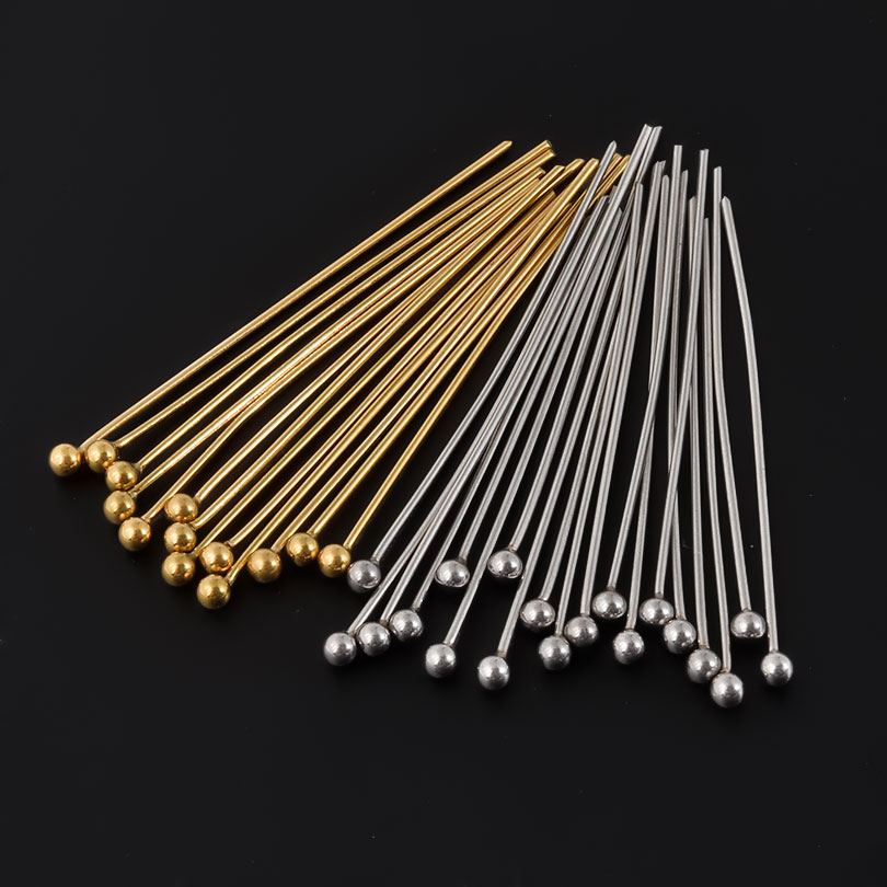 50pcs/Lot 18K Gold Plated Ball - Jewelry Making Eye Pins ulasan dan harga