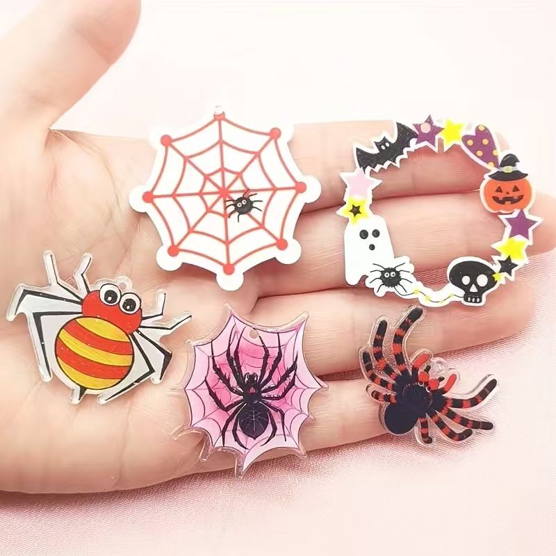 10pcs acrylic Halloween spider - Jewelry Making Earrings ulasan dan harga
