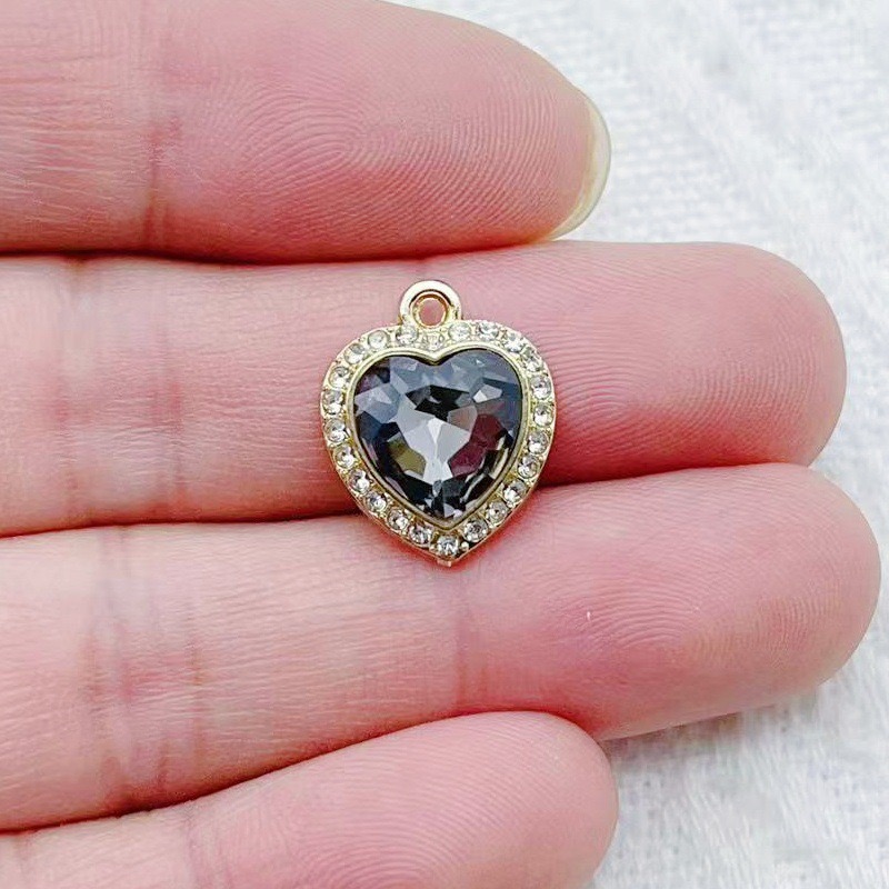 10pcs heart-shaped inlaid colo - Jewelry Making Earrings ulasan dan harga