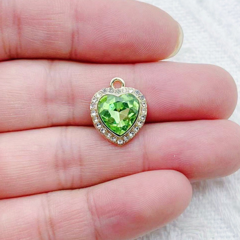 10pcs heart-shaped inlaid colo - Jewelry Making Earrings ulasan dan harga