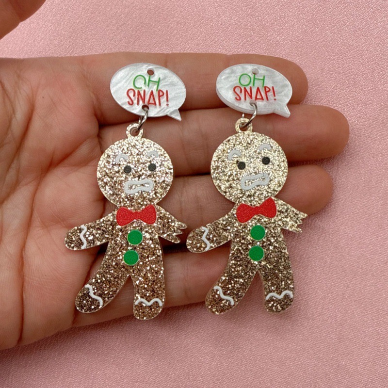 10pcs Cute Christmas Gingerbre - Jewelry Making Earrings ulasan dan harga