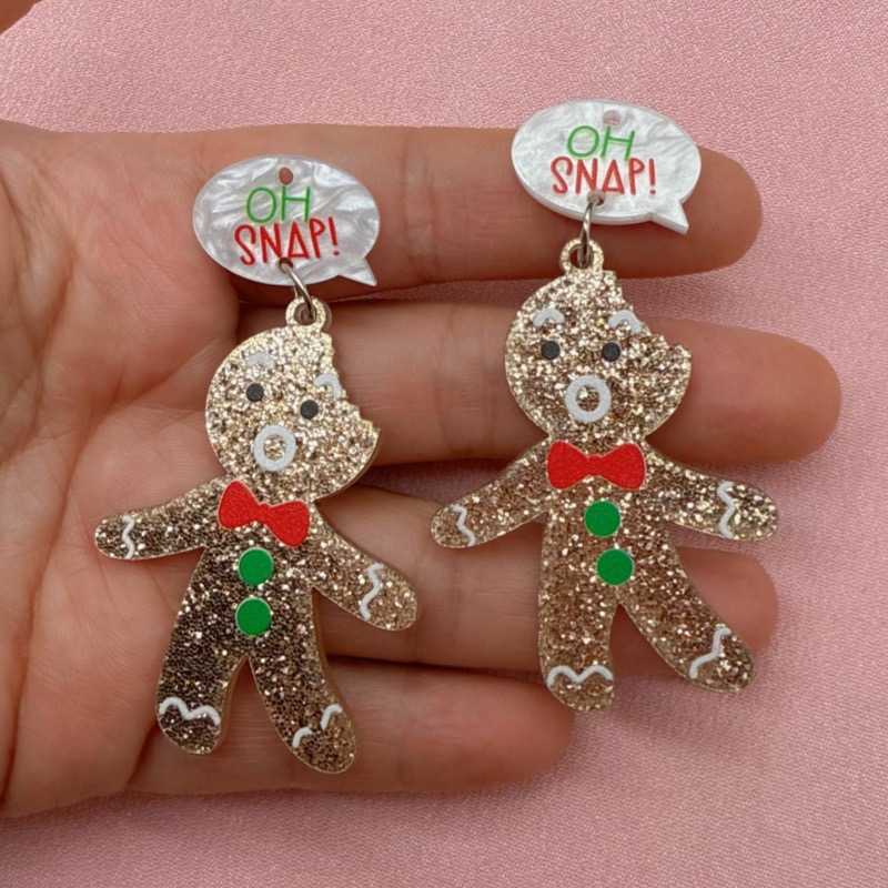10pcs Cute Christmas Gingerbre - Jewelry Making Earrings ulasan dan harga