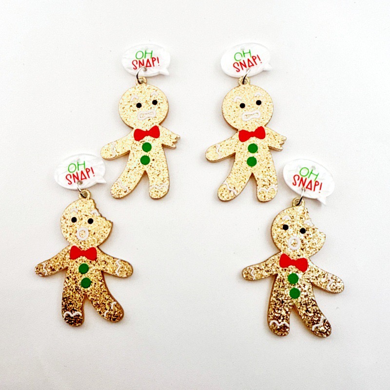 10pcs Cute Christmas Gingerbre - Jewelry Making Earrings ulasan dan harga