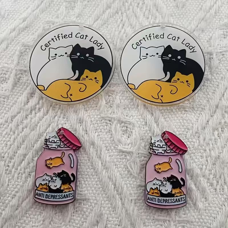 10pcs acrylic cute cat pendant - Jewelry Making Earrings ulasan dan harga