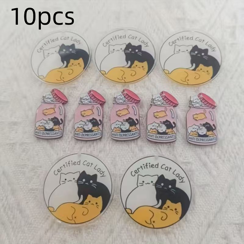10pcs acrylic cute cat pendant - Jewelry Making Earrings ulasan dan harga