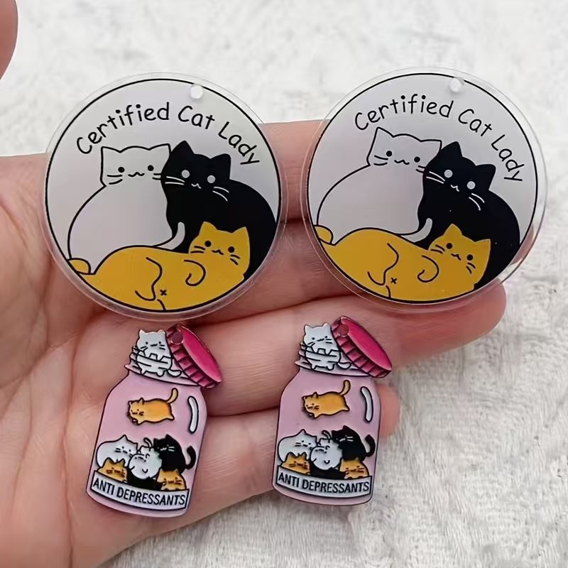 10pcs acrylic cute cat pendant - Jewelry Making Earrings ulasan dan harga
