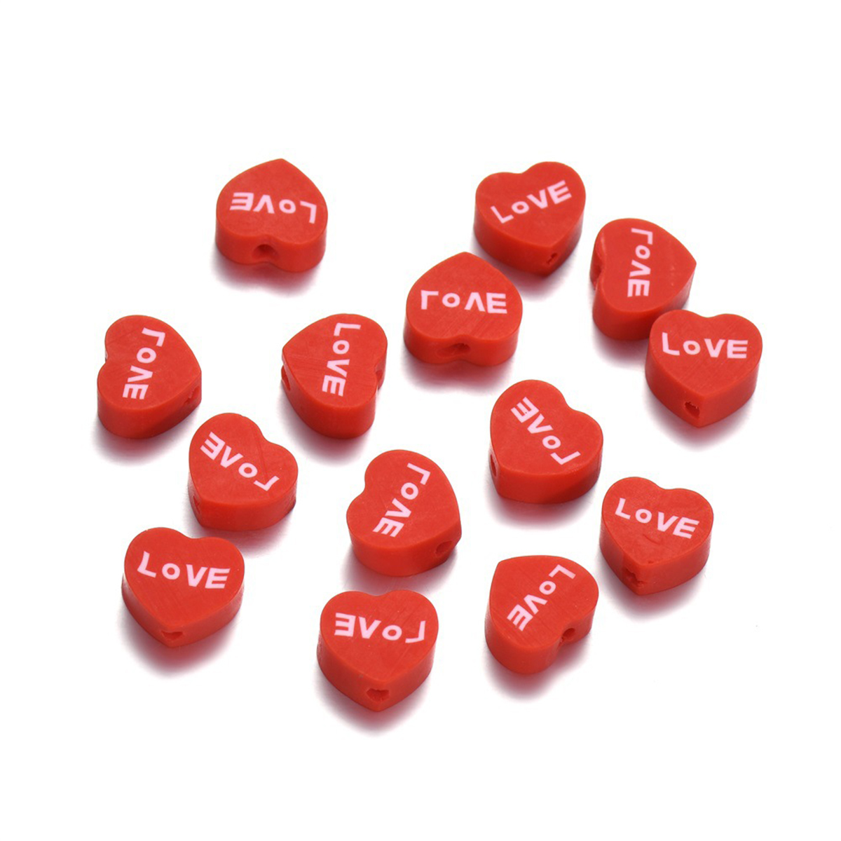 100pcs 10mm Red and Pink Peach - Jewelry Making In Clay ulasan dan harga