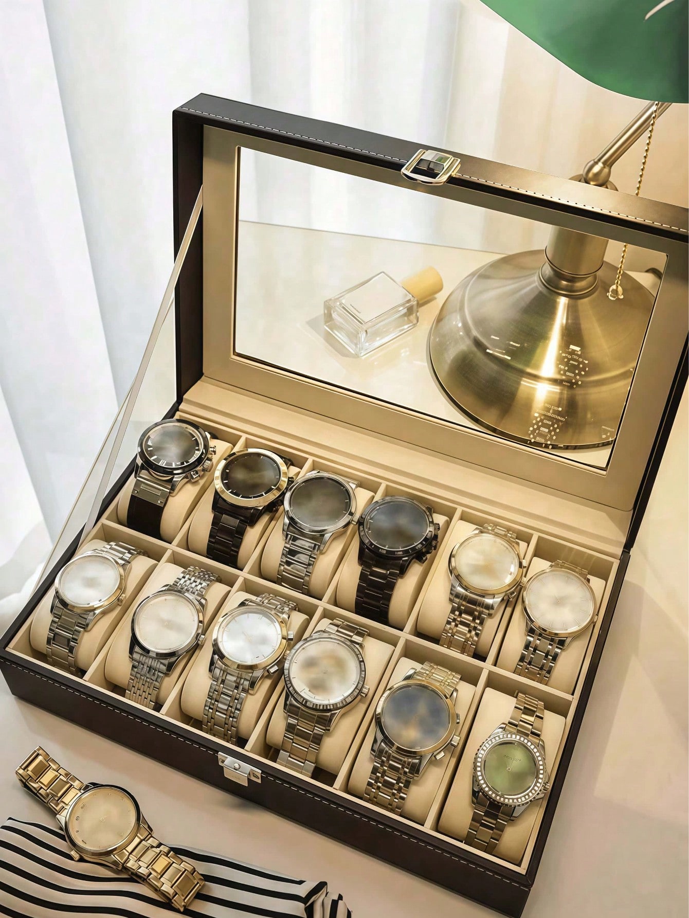 Leather Watch Box with Lock, L - Jewelry Making Box ulasan dan harga
