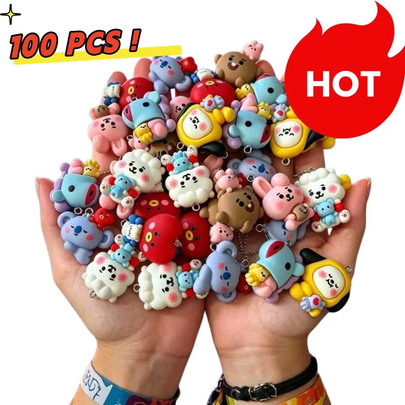 7pcs BT21 Resin Cartoon Charm  - Jewelry Making Earrings ulasan dan harga