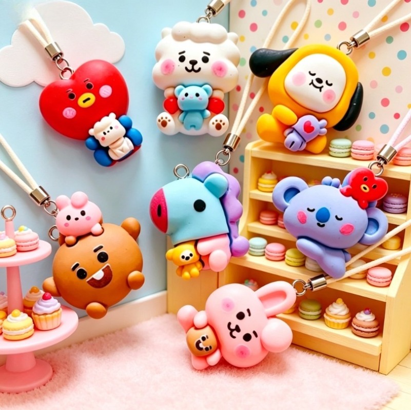 7pcs BT21 Resin Cartoon Charm  - Jewelry Making Earrings ulasan dan harga