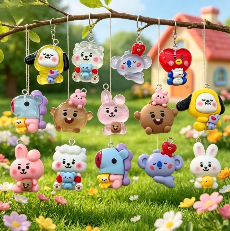 7pcs BT21 Resin Cartoon Charm  - Jewelry Making Earrings ulasan dan harga